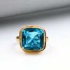 925 Sterling Silver Lab Created Blue Topaz Gemstone Cushion Ring, Yellow Gold Ring, Handmade Ring, Designer Ring