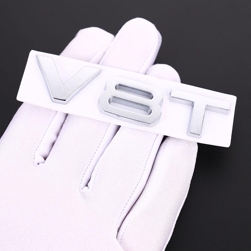 Car Sticker 3D V6T V8T Logo Metal Emblem Badge Decals Displacement Stickers for f2 S3 S4 S5 S6 S7 S8 A4L A5 A6L A7 Q3 Q5 Q7