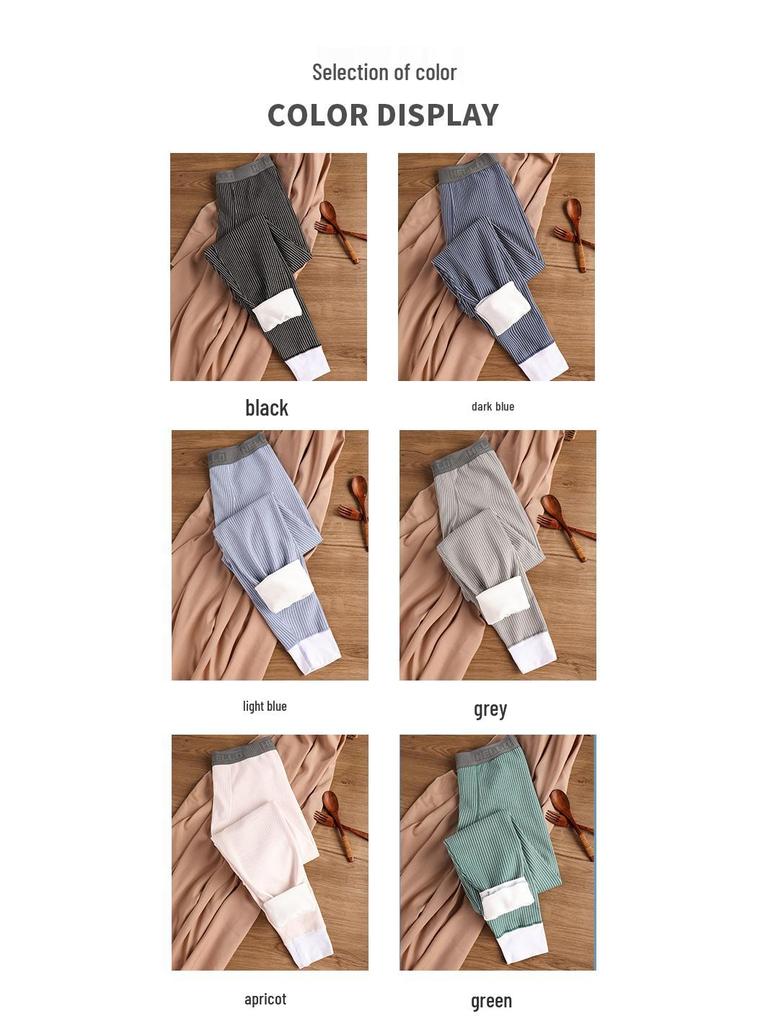 Men's Fleece-Lined Base Layer Pants - Extra Thick, Elastic, Warm Cotton Wool Long Johns for Boys & Youth In Solid Colors for Cold Weather