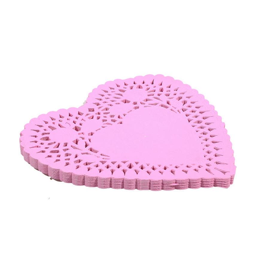 100 шт./набор элегантных бумажных салфеток для поделок 4 дюйма/6 дюймов в форме сердца, полые кружева, впитывающие масло бумажные валентинки для выпечки, Deocr
