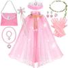 12Pcs Princess Cape Magic Wand Necklace Gloves Set Toy Princess Pretend Play Toys Princess Dresses for Girl Birthday Gift