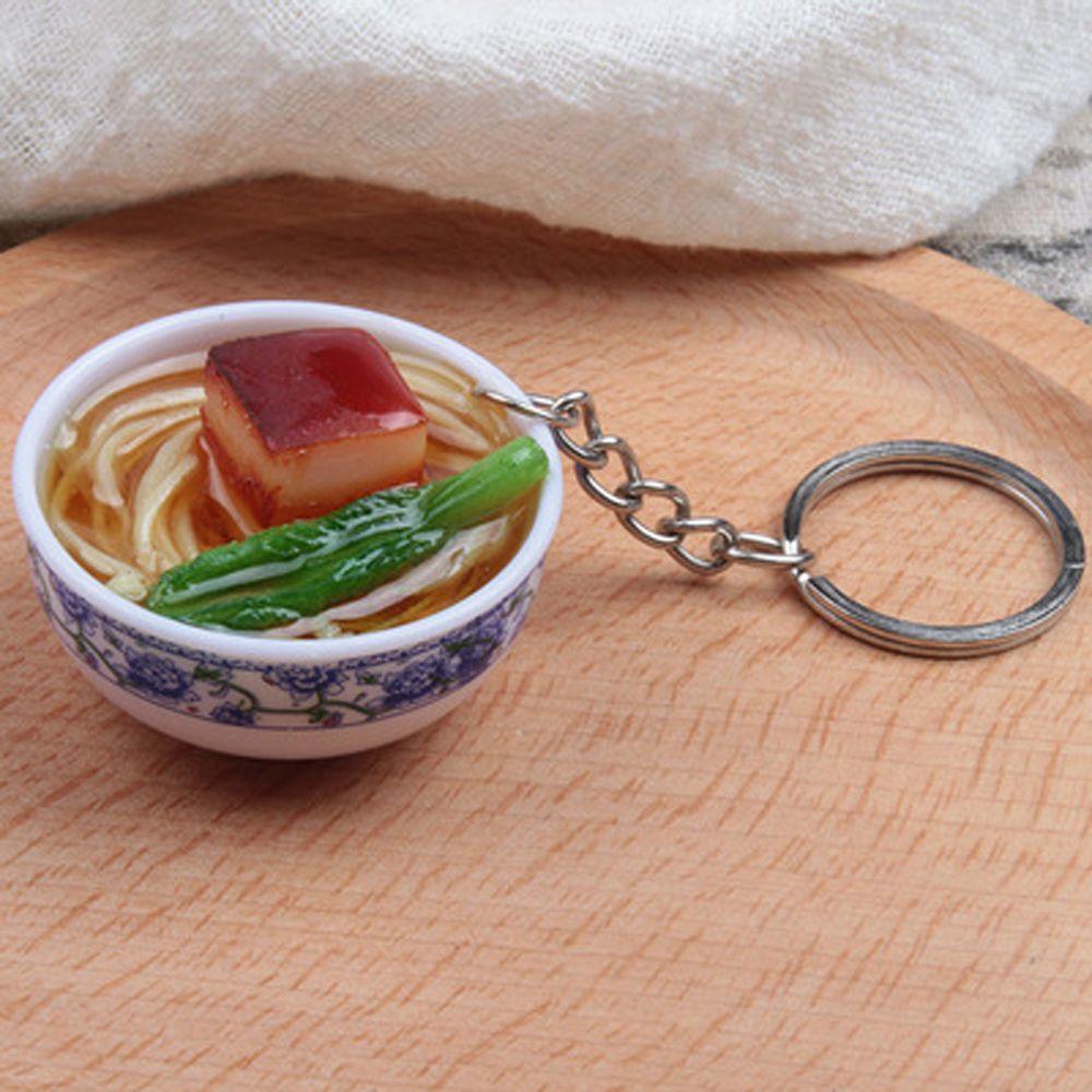Porcelain Delicious Food Bag Pendant Noodle Keychain Simulation Food Bowl Keyrings Food Key Chains