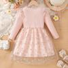Girls Long Sleeve Princess Dress Floral Mesh Ruffle Kids Casual Party