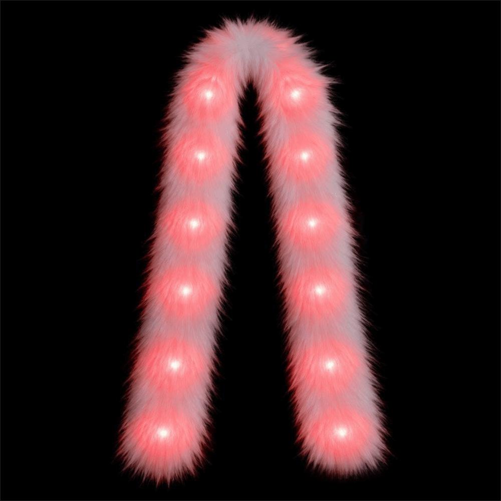 White Plush LED Flash Scarf Light Up Christmas Decoration Shining Luminous Glowing Scarf  Rave