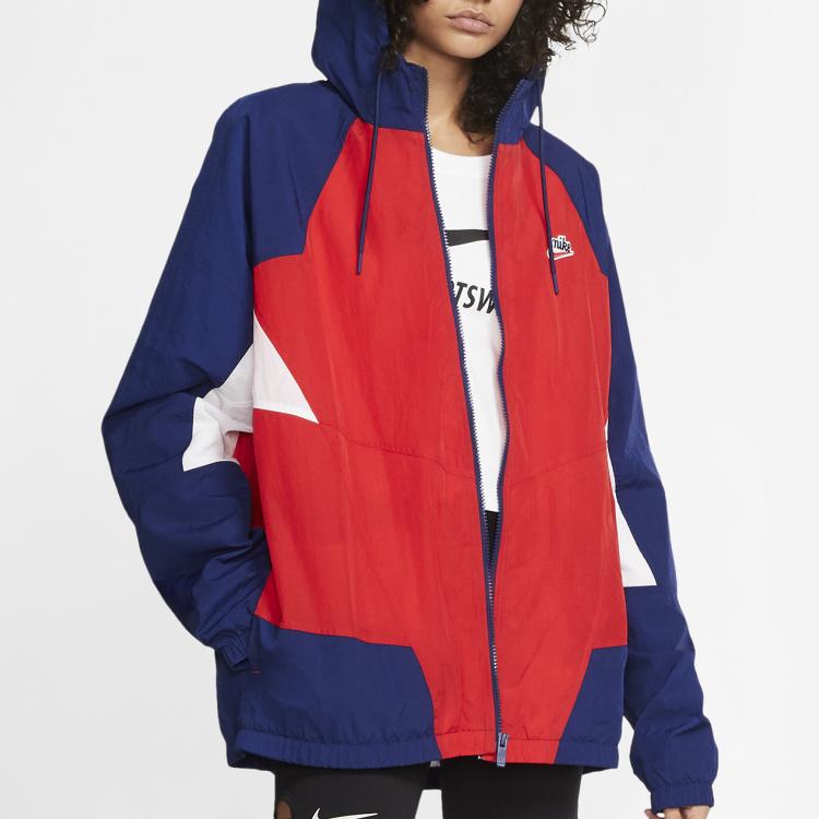 Nike Спортивная одежда Heritage Windrunner Мужская тканая куртка с капюшоном Красный Синий CJ4359-657