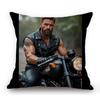 Handsome Sexy Muscle Man Motorcycle Chopper Bike Poster Art Home Decorative Sofa Pillow Case Cotton Linen Cushion Cover