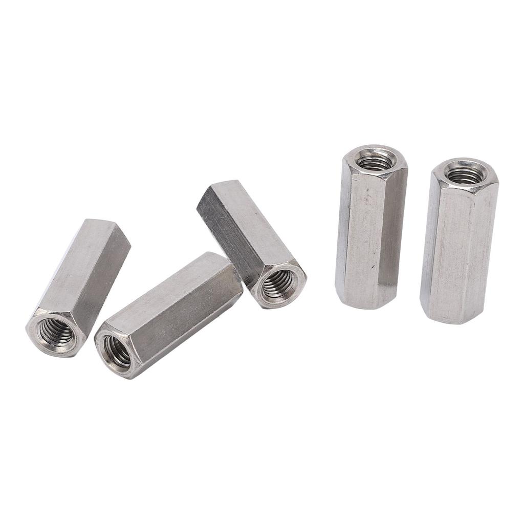 5 шт. Серебристые шестигранные соединительные гайки M12, устойчивые к коррозии, прочные, из нержавеющей стали 304, набор соединительных гаек
