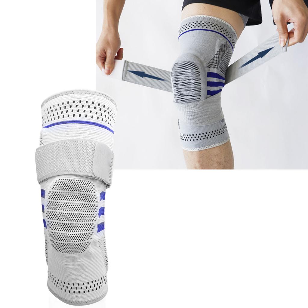 Compression Knee Sleeve Brace Shock Absorption Non Slip Breathable Knee Protector Guard with Silicone Padding for Sports