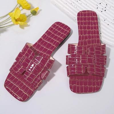 Роскошные летние тапочки женские плоские уличные трендовые пляжные сандалии женские шлепанцы шлепанцы женская обувь 2024 большой размер 43