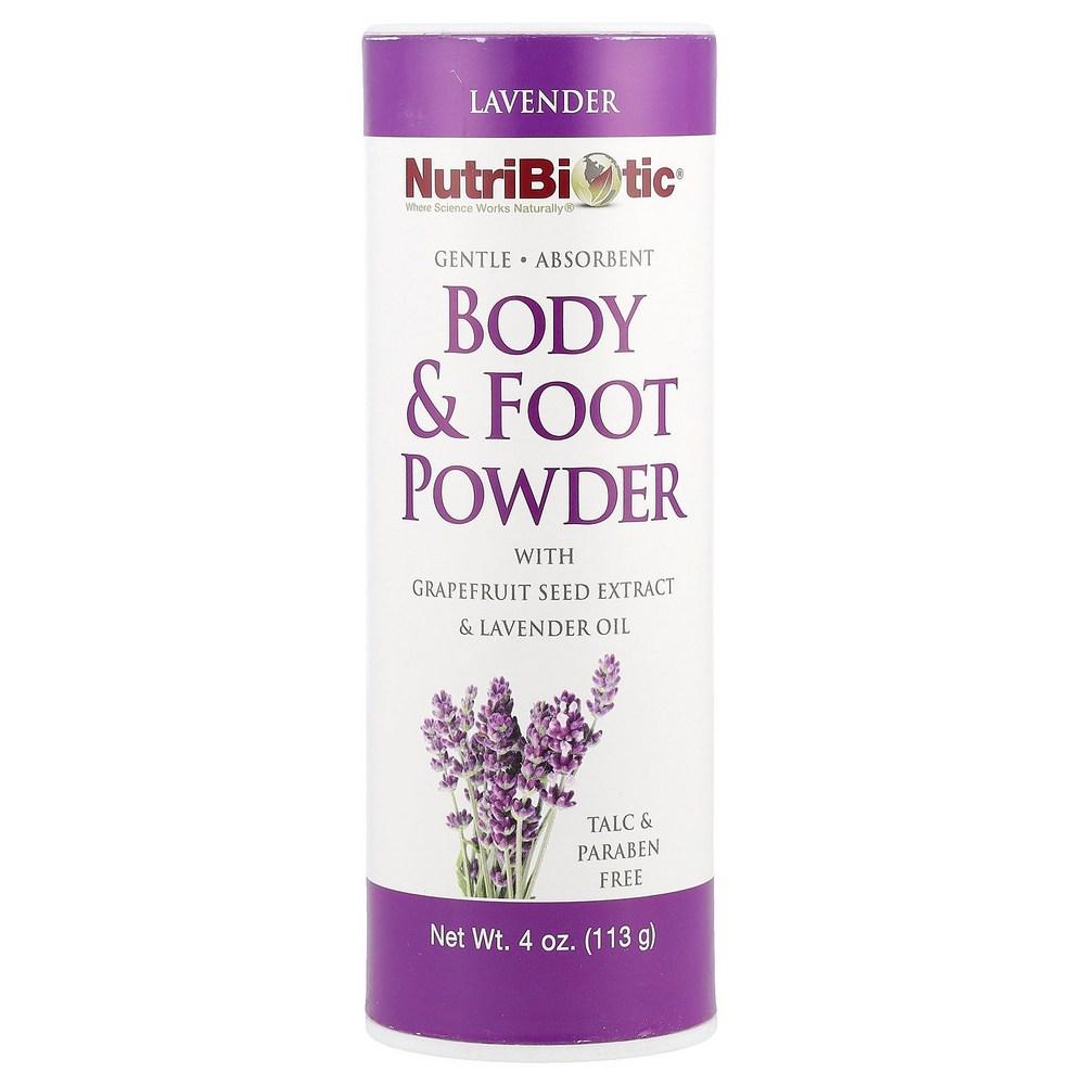 NutriBiotic Body с экстрактом семян грейпфрута и маслом лаванды _ Пудра для ног Лаванда 113 г, 1 шт., 113 г