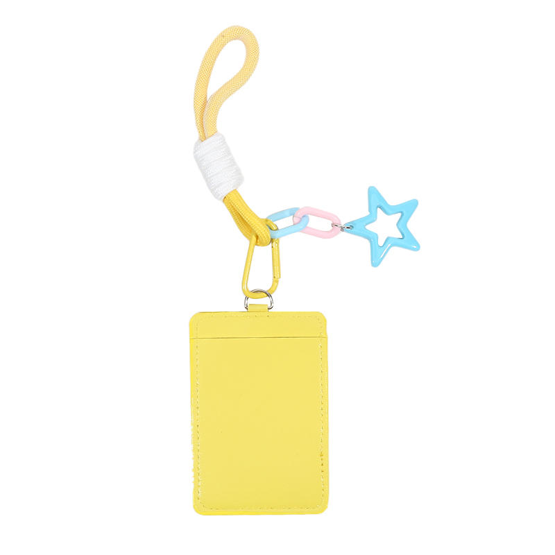 Portable ID Card Badge Holder Korea Version Star Small Photocard Sleeves with Pendant Keychain