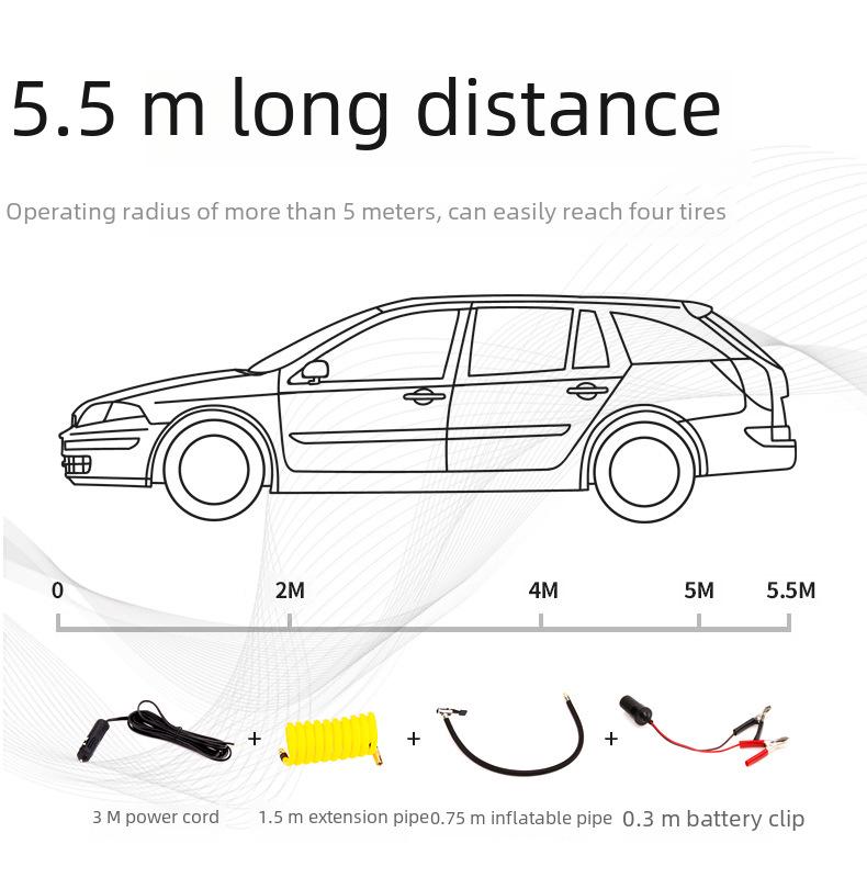 Двухцилиндровый мини портативный 12 В высоковольтный металлический автомобильный воздушный насос