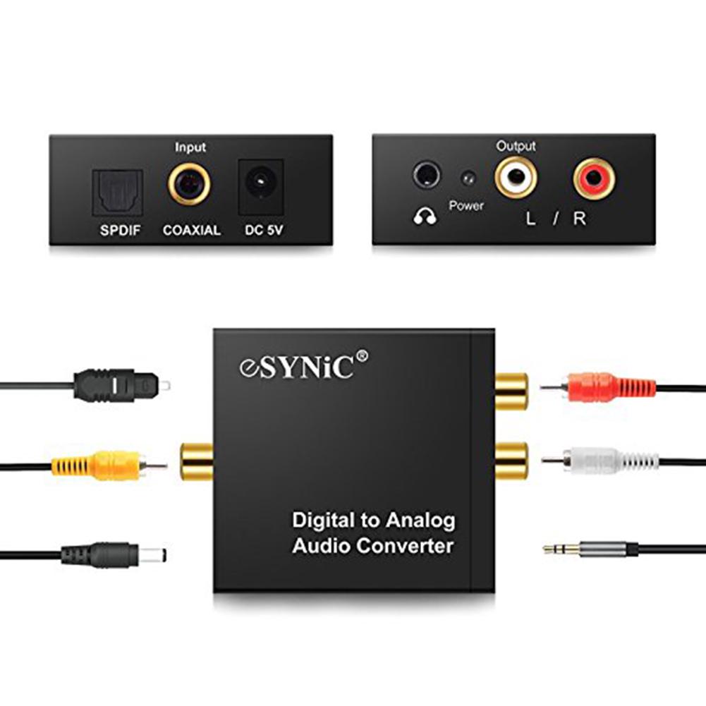 Digital To Analog Audio Converter 3.5mm Jack Optical Right Left Channel For HDTV AVE