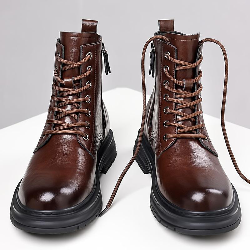 Модные осенне-зимние ботинки из коровьей кожи для мужчин, новые дизайнерские модные повседневные рабочие туфли для мужчин, модные повседневные ботинки на платформе для мужчин