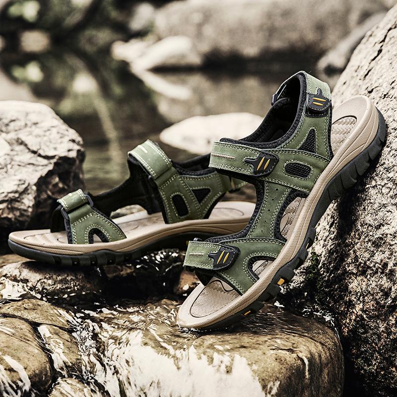 Мужские сандалии из натуральной кожи большого размера, летние мужские пляжные сандалии, уличные сандалии для мужчин