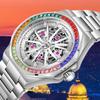 2024 New Rainbow Bezel Fully Automatic Mechanical Watches Waterproof Luminous Mens Wristwatch Steel Band Male Gifts