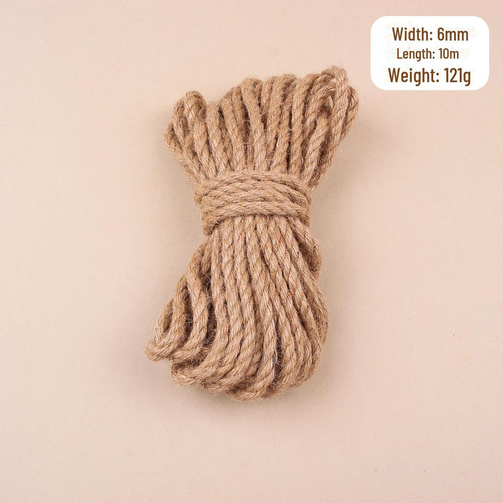 Thick Natural Hemp Rope for DIY, Decorative Binding, Gift Packaging & Cat Climbing