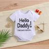 Infant Baby Girl Boy Cotton Romper "Hello Daddy" Print Short Sleeve Bodysuit Onesie