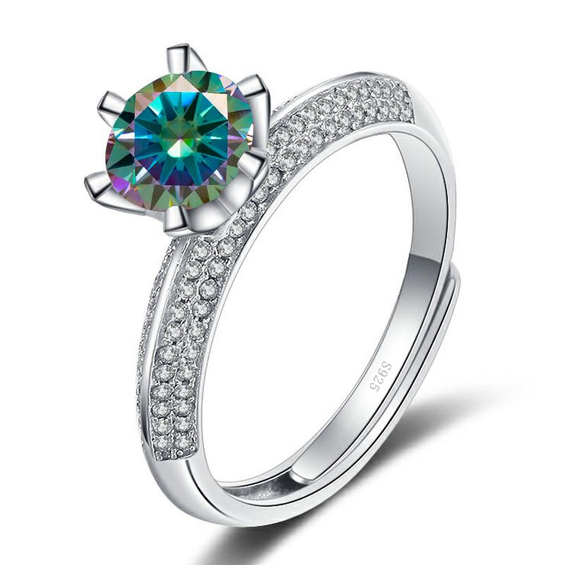 Bague Ringen Роскошное кольцо с бриллиантом из муассанита цвета D 1 карат, женское кольцо из стерлингового серебра S925, ювелирные украшения для свадьбы, регулируемый размер