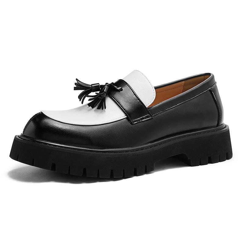 Мужская обувь Business Casual из кожи на толстой подошве, лоферы с кисточками, платформа, увеличение роста, модные, удобные, для свадьбы, вечеринки