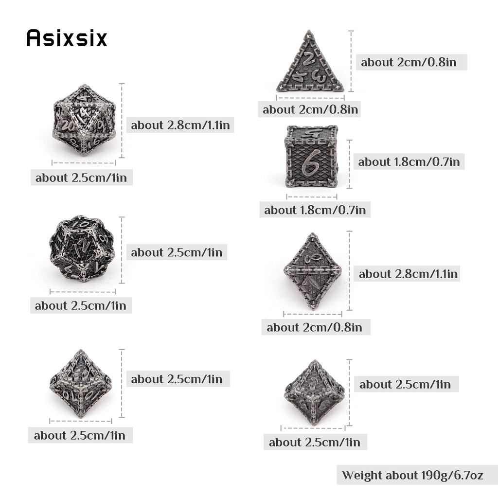 7 шт. серебряные металлические кубики в виде рыбьей чешуи, набор цельных металлических многогранных кубиков, подходящий для ролевой игры, настольной игры, карточной игры