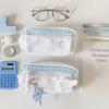 Grids Wings Dots Pencil Case Y2k Cloth Stationery Bag Korean Style Pen Bag  Stationery Holder