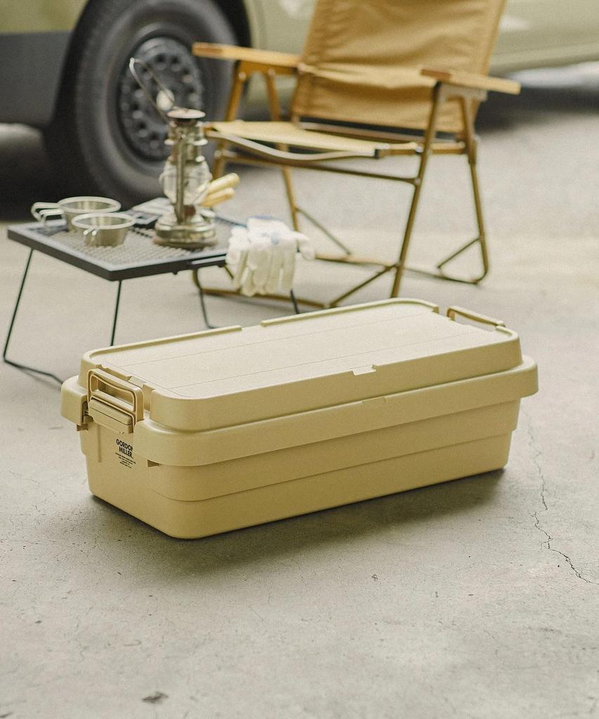 GORDON MILLER Car 40L Stacking Trunk Cargo Storage Box Organizer Coyote Beige with Lid Outdoor Sitting Large Capacity 1680033