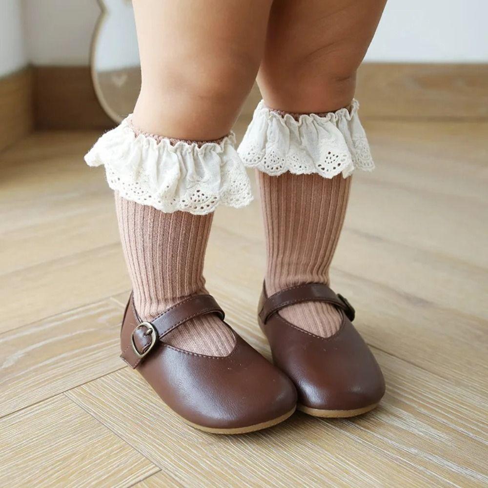 Mid Calf Length Kids Mid Calf Socks Non Slip Dots Girls Socks Baby Socks Girls Outfit Match