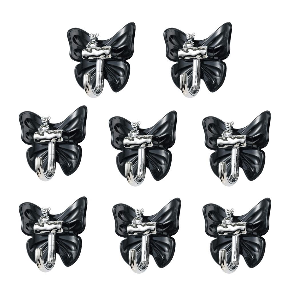 8 Pcs Plastic Butterfly Wall Hooks Self Adhesive Wall Mounted Butterfly Storage Hanger Decorative Moisture-proof Key Holder