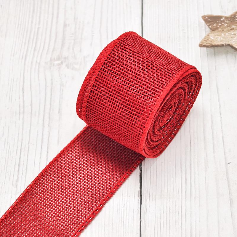 Цветная burlap-лента с кромкой из пеньковой нити, шириной 4 см, для DIY рождественских украшений