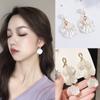 Retro Simple and Elegant Shell Pearl Earrings Fashion Women's Earrings Square Studs the Best Gateway