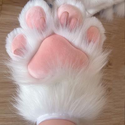 Кавайный мультяшный костюм для косплея, перчатки, пушистые перчатки-лапы кошки, пищащие, кигуруми, теплые, реквизит для косплея, подарки