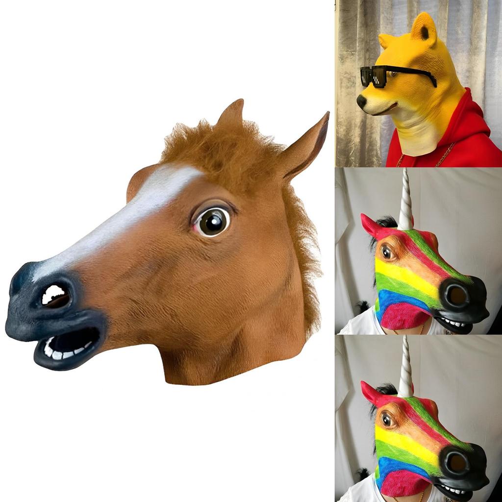 Натуральная и экологичная маска головы лошади для Хэллоуина и костюмированных вечеринок
