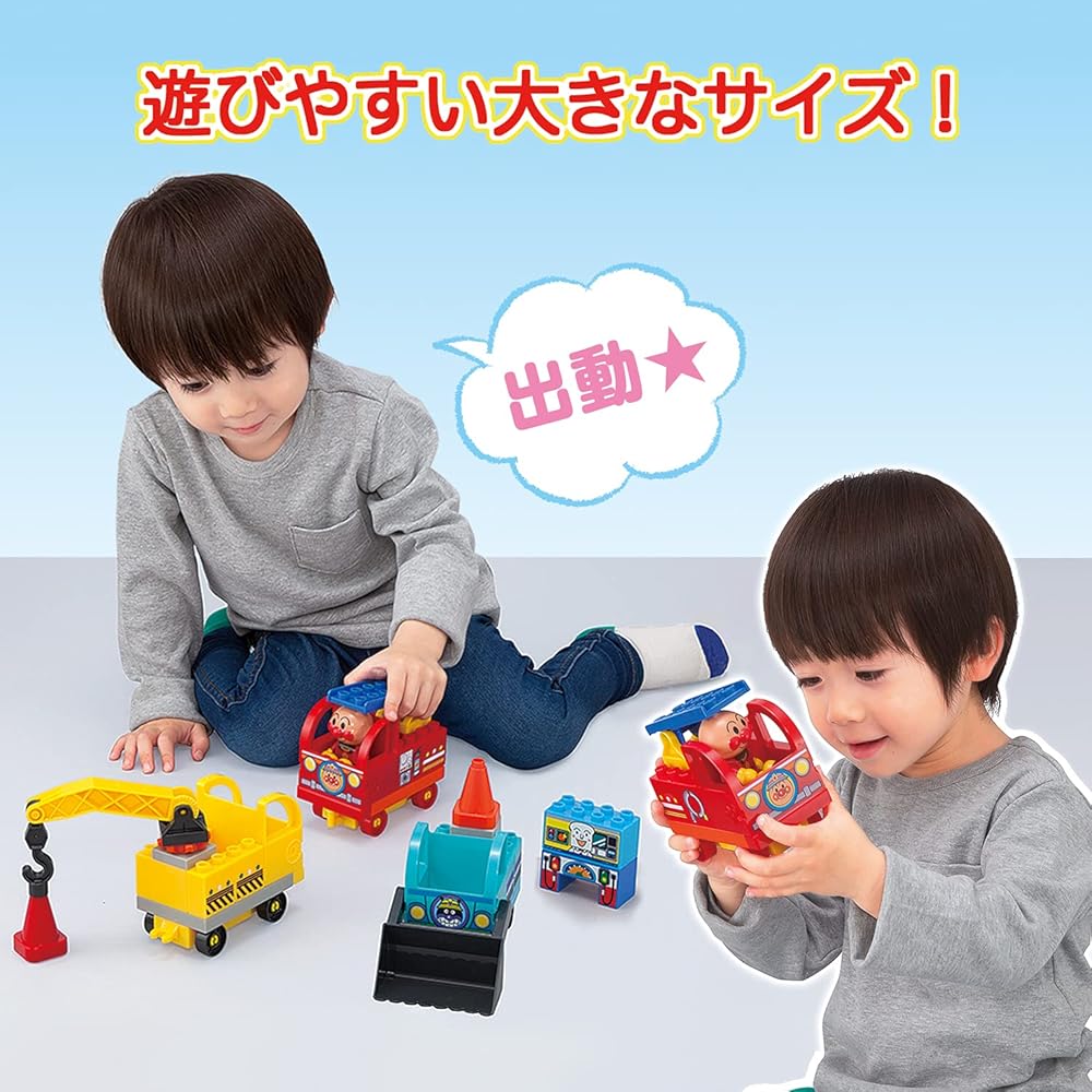 Bandai BlockLabo Анпанман Веселая машинка-конструктор Ведерко Возраст 3+ Образовательная игрушка