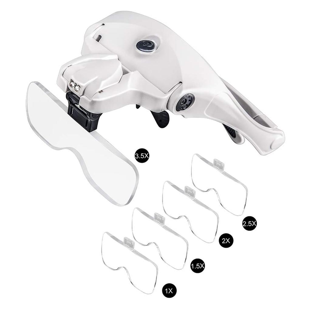 Bijia Очки Модернизированная USB Перезаряжаемая Головная Лупа со Светодиодной Подсветкой и Эластичной Лупой для и Точности 5 Сменных Линз