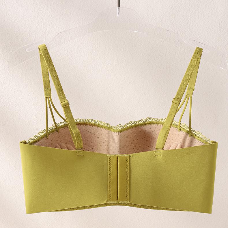 Sexy Bra Women's Strapless Underwear Gathering Bra Invisible and Seamless Bra Push Up Bra