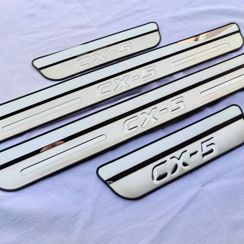 For Mazda CX5 Protector Scuff Plate Guards Car Stainless Door Sill Threshold Pedal Cover Trim Interior Accessories 2024