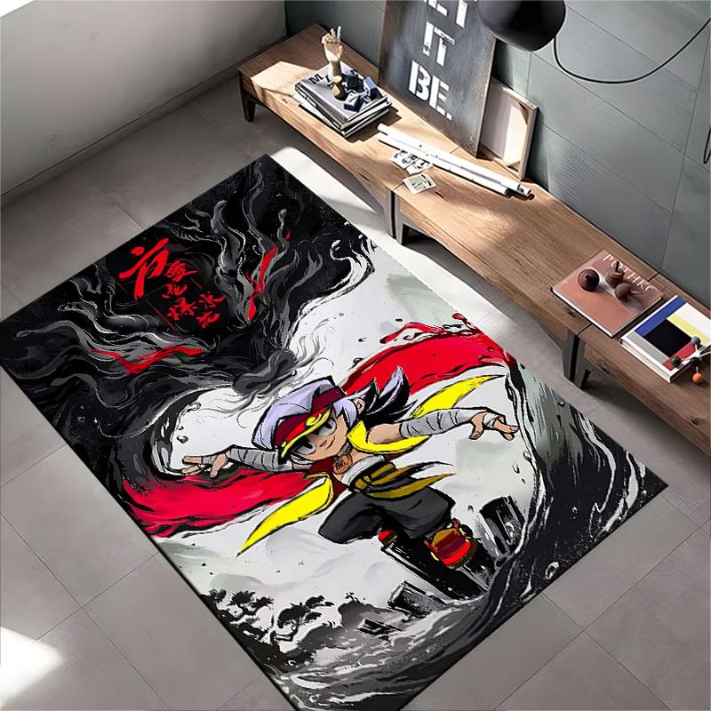 Cartoon Hero with Red Cape suitable as a non-slip mat for the living room or bedroom sofa