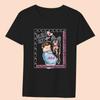 Women's Clothing Black T-shirt Casual Top Mom Family Print Series Round Neck Ladies Slim Commuter Short Sleeve Soft Ladies Top
