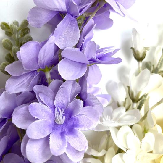 Simulated Hyacinth Silk Delphinium Flowers Realistic Texture Iron Wire Stems Fake Flower