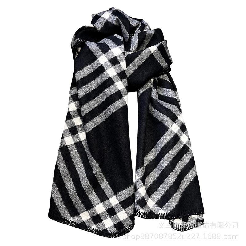 Star scarf women's autumn and winter shawl black plaid black and white plaid large shawl student travel photo scarf