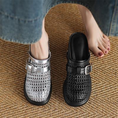 Модные новые летние сандалии с закрытым носком для женщин, туфли на высоком каблуке, шлепанцы, модные шлепанцы с вырезами, два способа ношения, сандалии на платформе