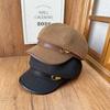 Hat Women's New Belt Buckle Octagonal Hat Literary Versatile Wide Brim Painter Hat Fashion Wool Beret