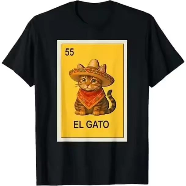 Mexican Lottery Themed Cat Parody T Shirt Design