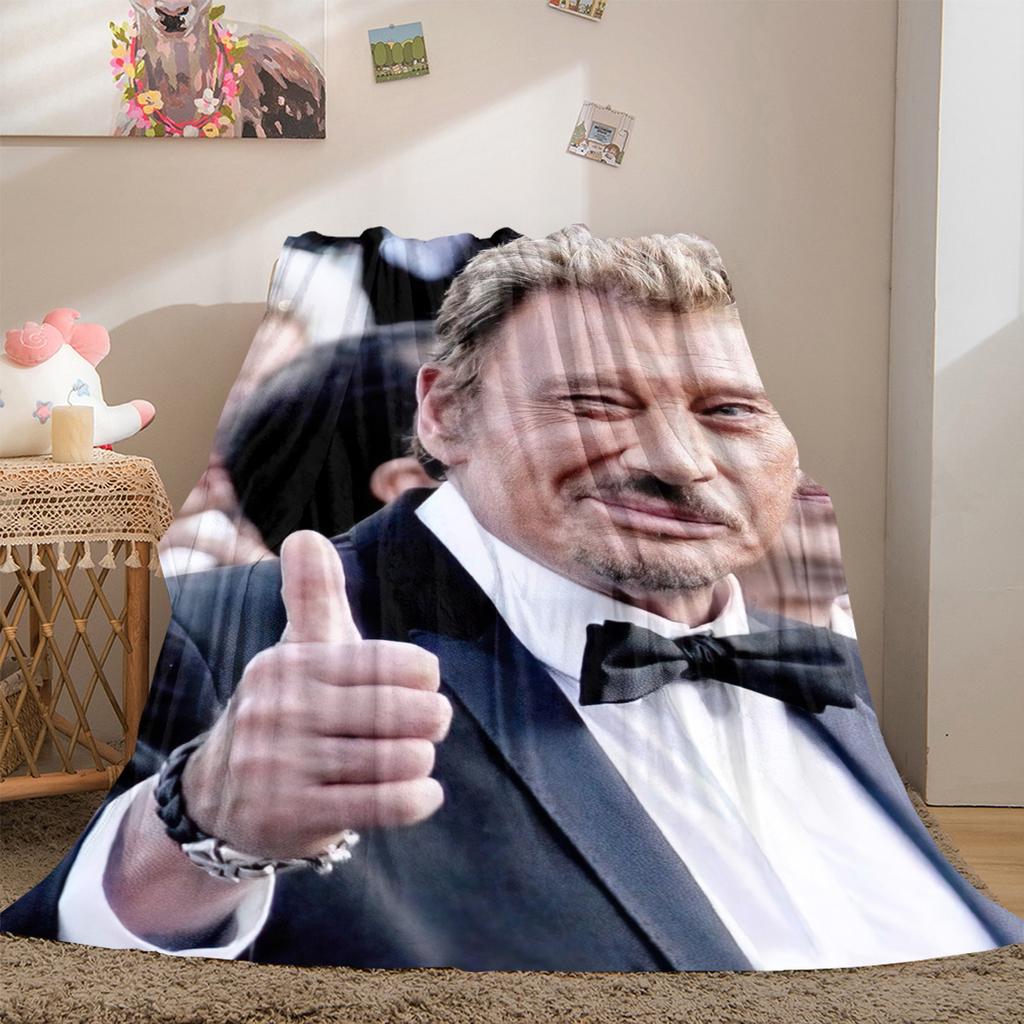 French legendary rock singer and actor Johnny Hallyday blanket soft home furnishing nap decoration four seasons warm Sherpa blanket U1