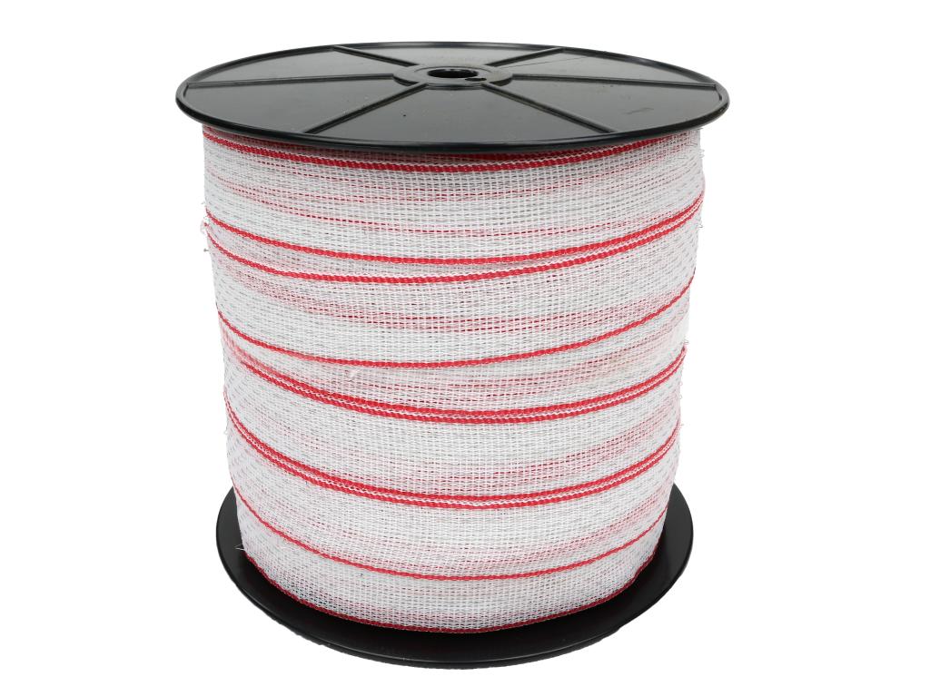 Tape, for energizer 40mm, 3x0.25mm Cu, 5x0.25mm SS white-red 200m, Royal Farm