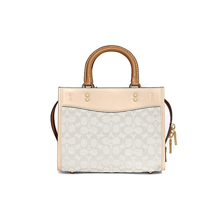 Coach Rogue 25 Classic Logo Color Block Jacquard Fabric And Leather Tote Shoulder Crossbody Bag Medium Women bags CA302-B4UDL