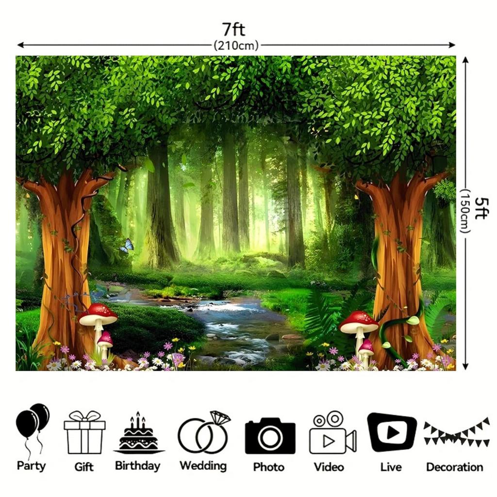 Fantasy Wonderland Background Wonderland Forest Butterfly Creek Decoration Used for Birthday Party Decoration