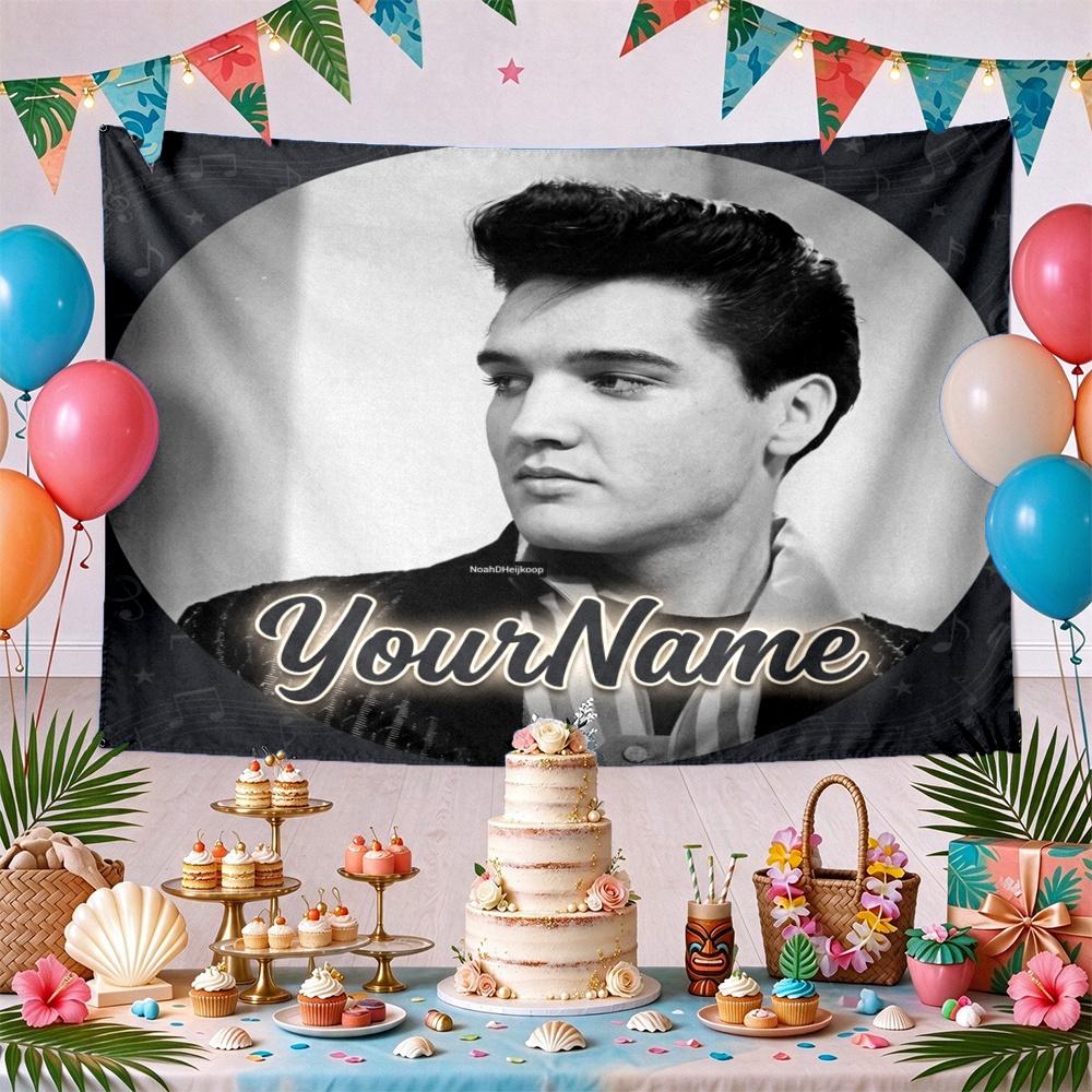 Elvis Custom Your Name Wall Decor Tapestry Art For Pet Memorial Birthday Wedding Party Backdrop Family Gift