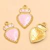 17x26mm Gold & Enamel Stainless Steel Crown Heart Pendants - 4 Colors for Retro Necklace/Bracelet Charms